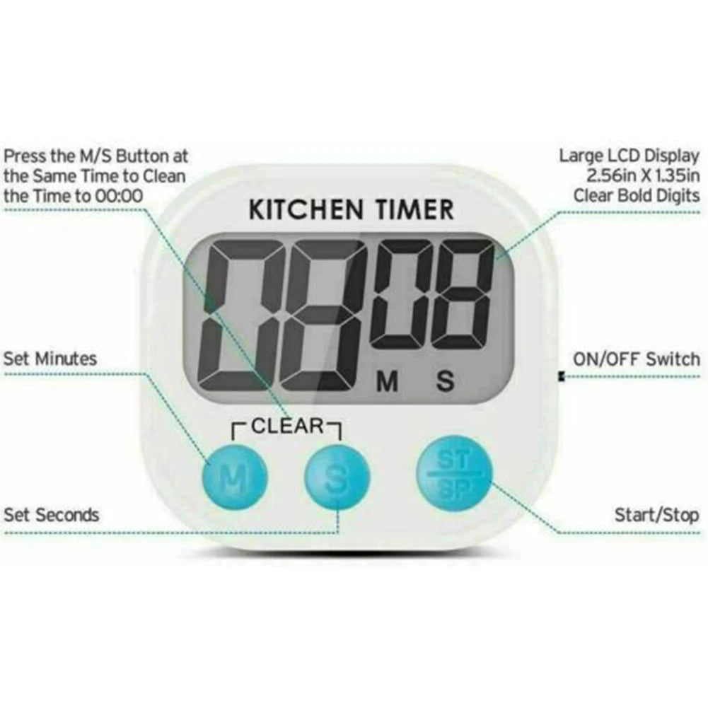 Kitchen Magnetic Digital Timer Egg  Clock Stopwatch Large LCD Digital Loud Alarm Count-Down Up Clock Practical Cooking Gadget