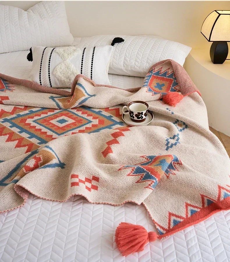 Bohemian Blanket Soft Sofa Cover Summer Blanket Office Nap Blankets Air Conditioning Blankets Knit Blanket For Travel