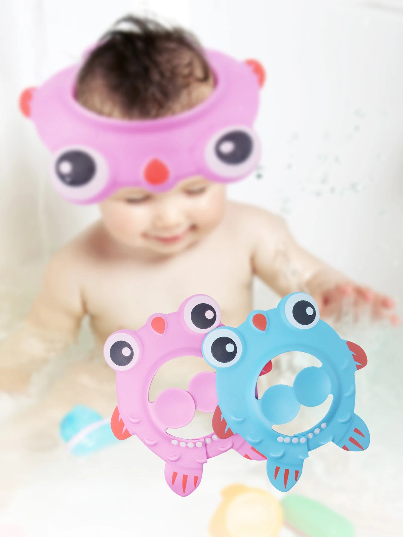 Cute Animal Shower Cap Safety Eye Protection Ear Protection Lightweight Cute Cartoon Baby Bath Protective Cap Shampoo Bath Care