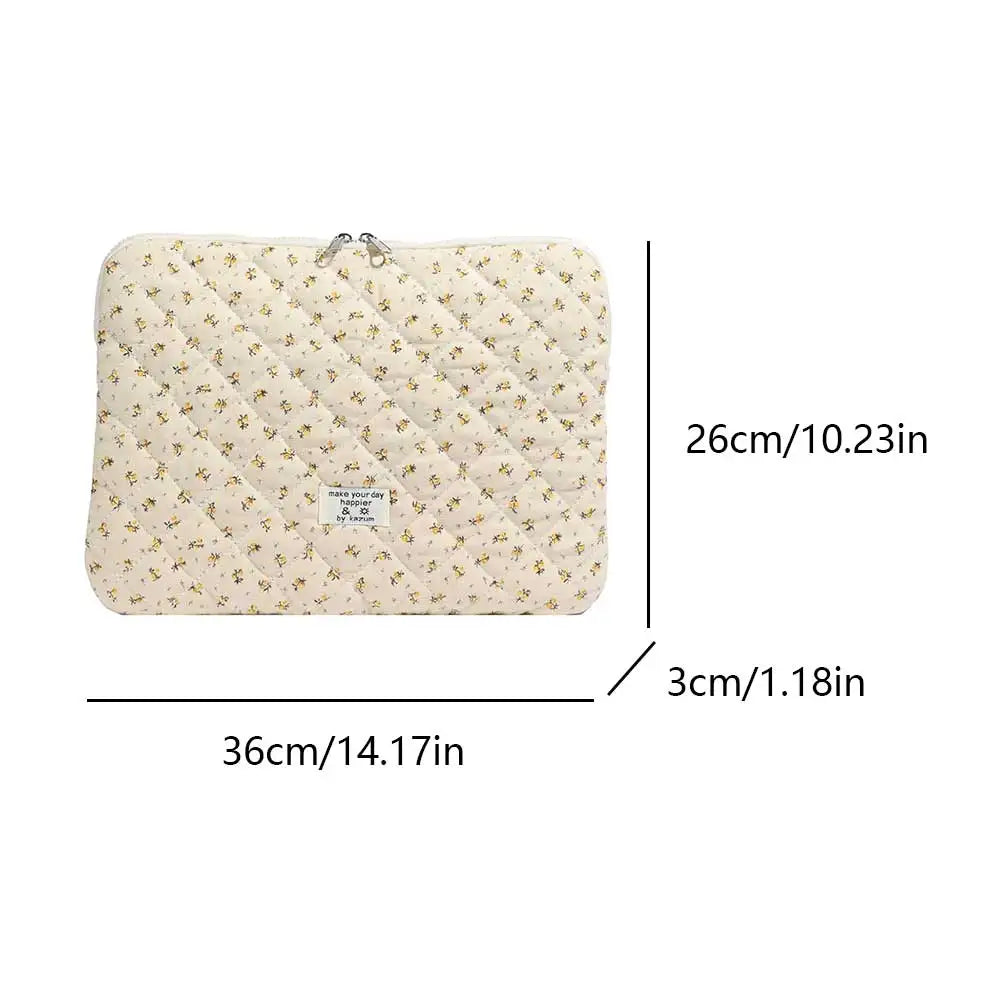 Laptop Sleeve for 11-15 Inch Laptop Tablet Puffy Quilted Floral Laptop Case Coquette Aesthetic Puffy Laptop Sleeve Cover Case