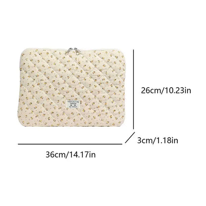 Laptop Sleeve for 11-15 Inch Laptop Tablet Puffy Quilted Floral Laptop Case Coquette Aesthetic Puffy Laptop Sleeve Cover Case