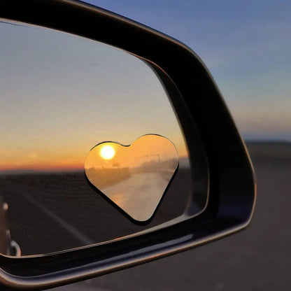 Car Frameless Blind Spots Mirror 1 Pair Cute Heart Shape Side Mirror Rearview Mirror Auxiliary Car Accessories for Car SUVs