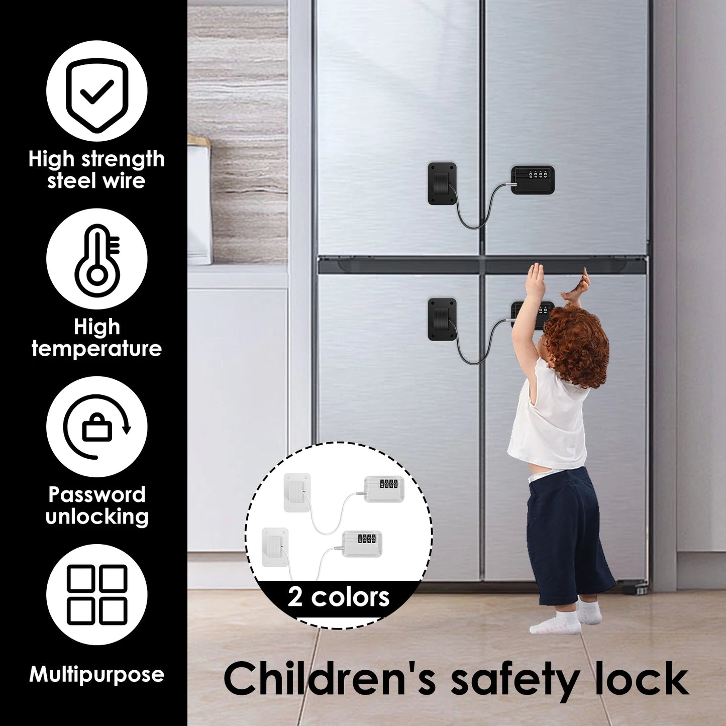 2Pcs Refrigerator Door Lock Child Proofing Fridge Lock With Keys or Coded Lock Resettable Combination Lock for Cabinet Drawer
