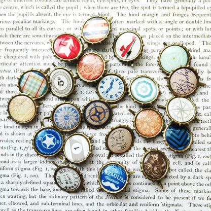 [MET004] 22-26pics Mixed Printing Metal Retro Brads for Scrapbooking Embellishment Decorative Beads Clothes Handmade Crafts