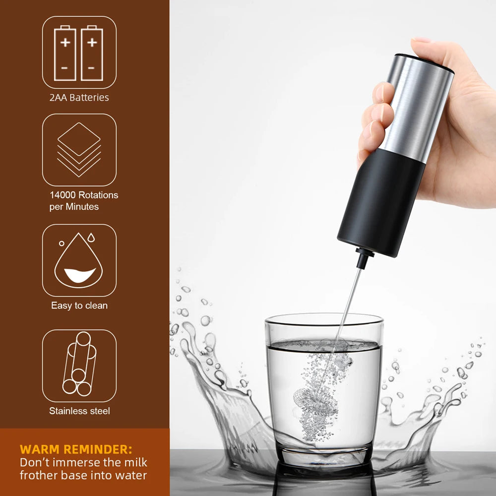 Electric Milk Frother Milk Blender Handheld Drink Mixer with Steel Stand Foam Maker Whisk Mini Blenders for Coffee Hot Chocolate