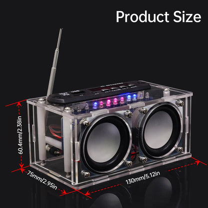 87.5-108MHZ FM Radio Stereo DIY Kit Amplifier Bluetooth Speaker Spectrum Electronic Fabrication DIY Electronic Kit