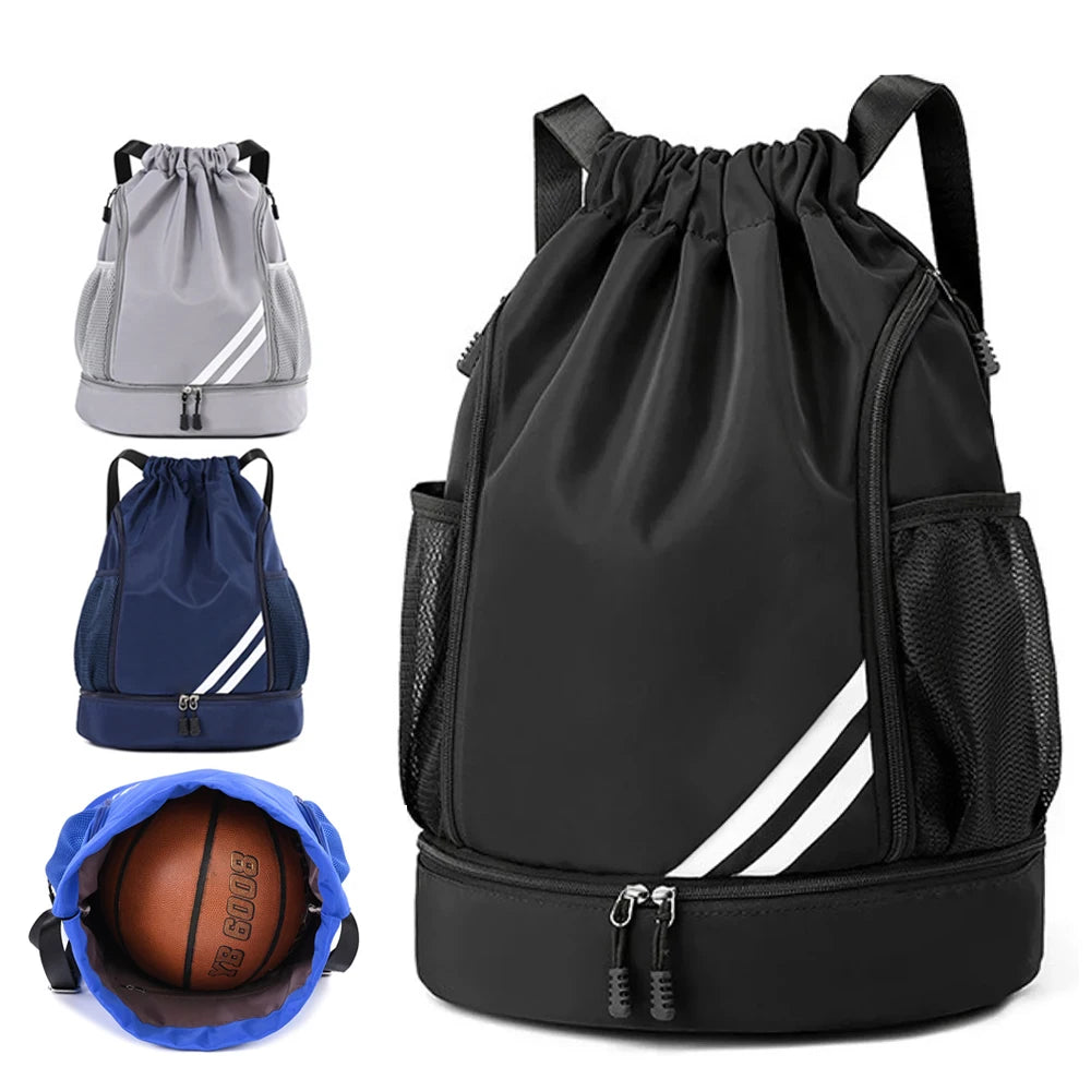 1PCS Sports Drawstring Backpack,Waterproof Drawstring Sports Bag Soccer Bag Swim Gym Bag for Men Women with Ball Shoes Compartme