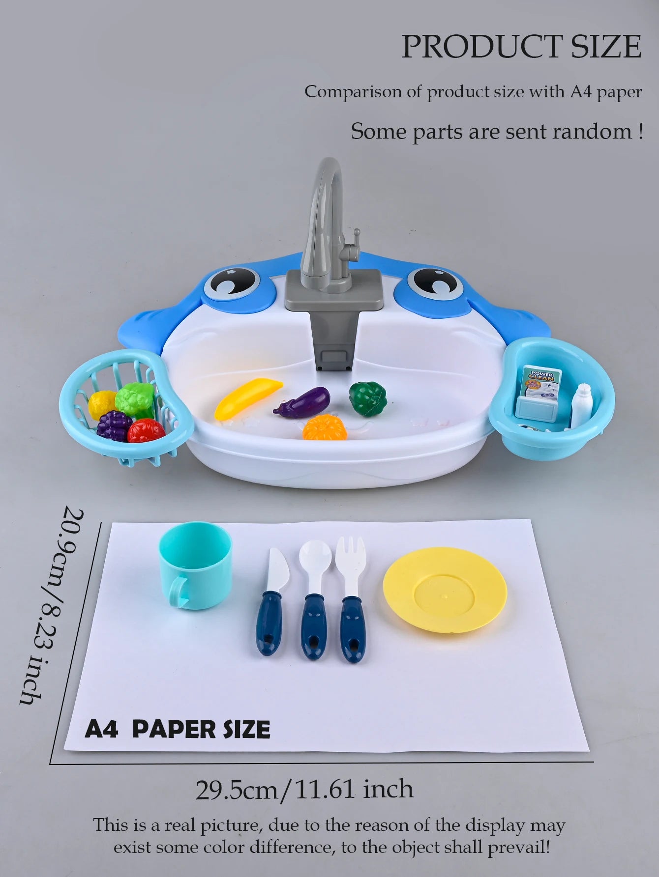 Kitchen Dishwasher Playing Toys, Electric Play Kitchen Sink Simulated Kitchen Accessories Foods Fork Cup Gifts for Boys Girls