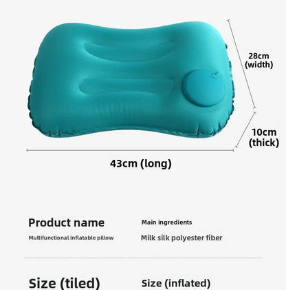 1Pcs 43×28×10cm Portable Press Inflatable Pillow Outdoor Travel Pillow Ultra Soft Comfortable Car Pillow for Neck&Lumbar Support