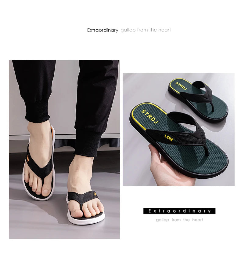 Men's Summer Flip-flops with Anti-odor and Anti-slip Features As Well As Fashionable Super Soft-soled and Trendybeach Flip-flops
