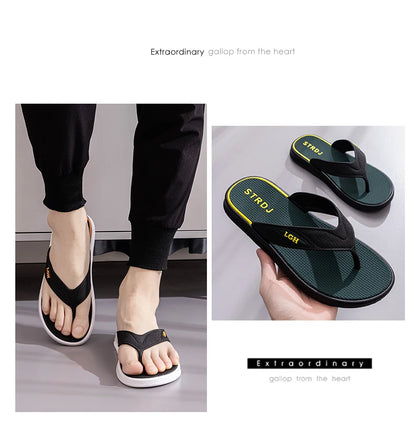 Men's Summer Flip-flops with Anti-odor and Anti-slip Features As Well As Fashionable Super Soft-soled and Trendybeach Flip-flops