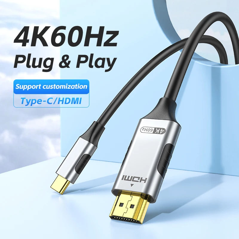 USB C to HDMI Cable 8K@60Hz 4K@120Hz Type C to HDMI-Compatible HDTV Cable for TV Converter MacBook Air iPad USB-C HDMI Adapter