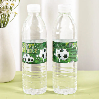 10pcs Green Soccer Bottle Labels Stickers Football Theme Sticker For Sports Soccer Theme Birthday Party Supplies Decor