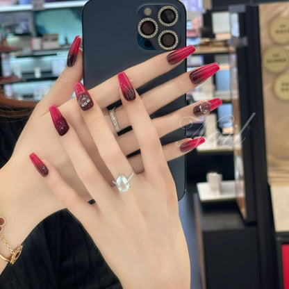 10Pcs Short Press On Nails y2k Star Rhinestone Design Handmade Press On nails Luxury With Design Full Cover Removable Fake Nails