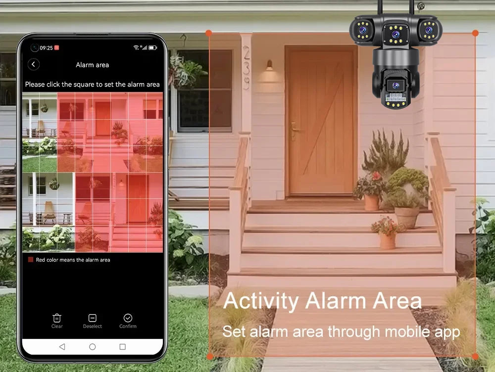 CCTV 3 Lens Video Surveillance Camera Wifi Network Camera 4G SIM Card Wireless 360 Monitor Outdoor Waterproof Security Cameras