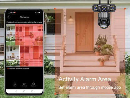 CCTV 3 Lens Video Surveillance Camera Wifi Network Camera 4G SIM Card Wireless 360 Monitor Outdoor Waterproof Security Cameras
