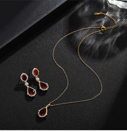 Fashion necklace accessories women's earring Jewelry sets bride's wedding zircon water drop girls earrings for women jewellery