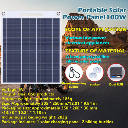 Portable Solar Phone Charger - 2 USB Ports 5V/2.4A Fast Charging for Outdoor Adventures & Emergency Power Supply