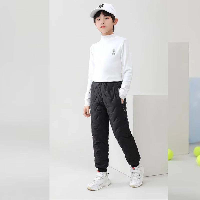 Winter Children Cotton Thick Pants Boys Padded Thickened Pants Teen Kids Cotton Lamb Wool Cotton Trousers