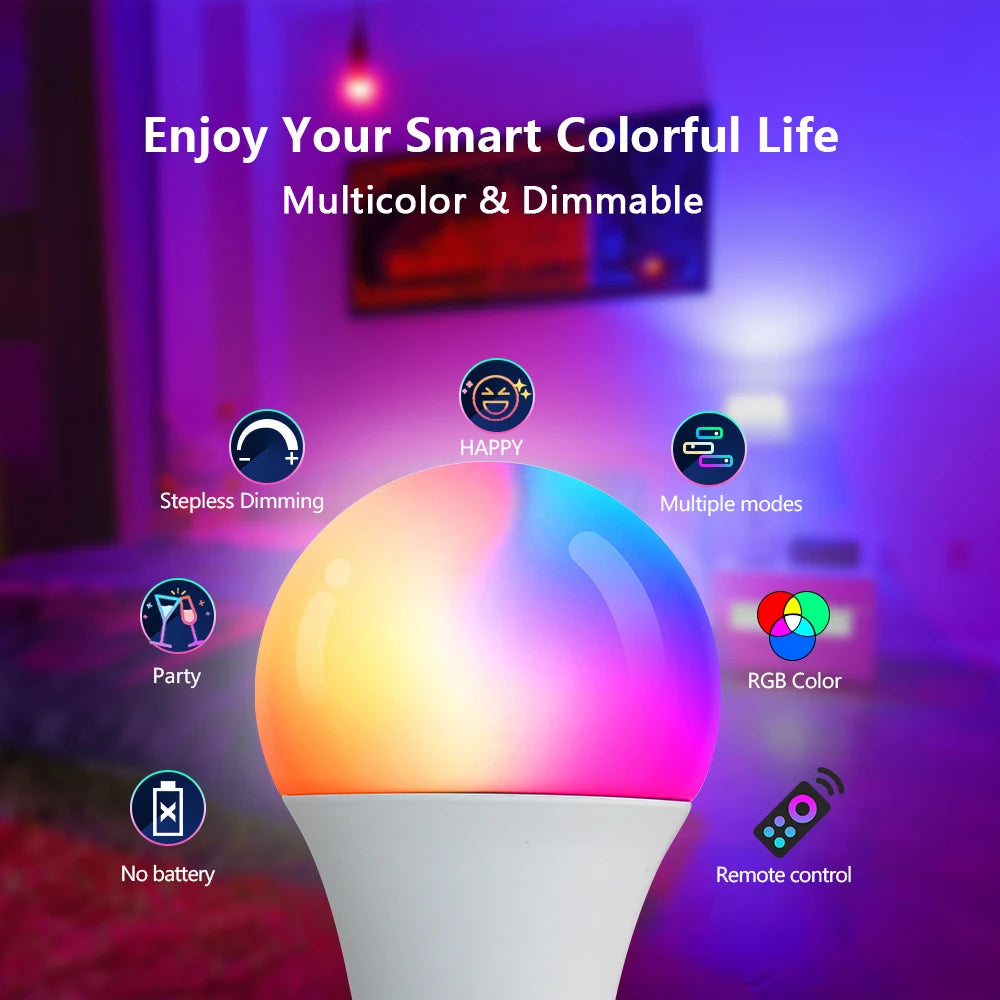 24 Key Remote Control Smart Lamp Atmosphere Light 16 Colors RGB Bulb LED Multicolor Bulb E27 220V Household Lighting Dimmable