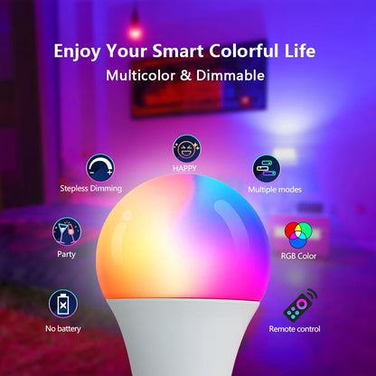 24 Key Remote Control Smart Lamp Atmosphere Light 16 Colors RGB Bulb LED Multicolor Bulb E27 220V Household Lighting Dimmable