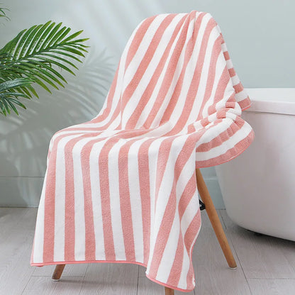 Thick towel Absorbent Facial Towel Striped Coral Velvet Bath Towel Quick Drying Beach Towel Household motion bath bath towel