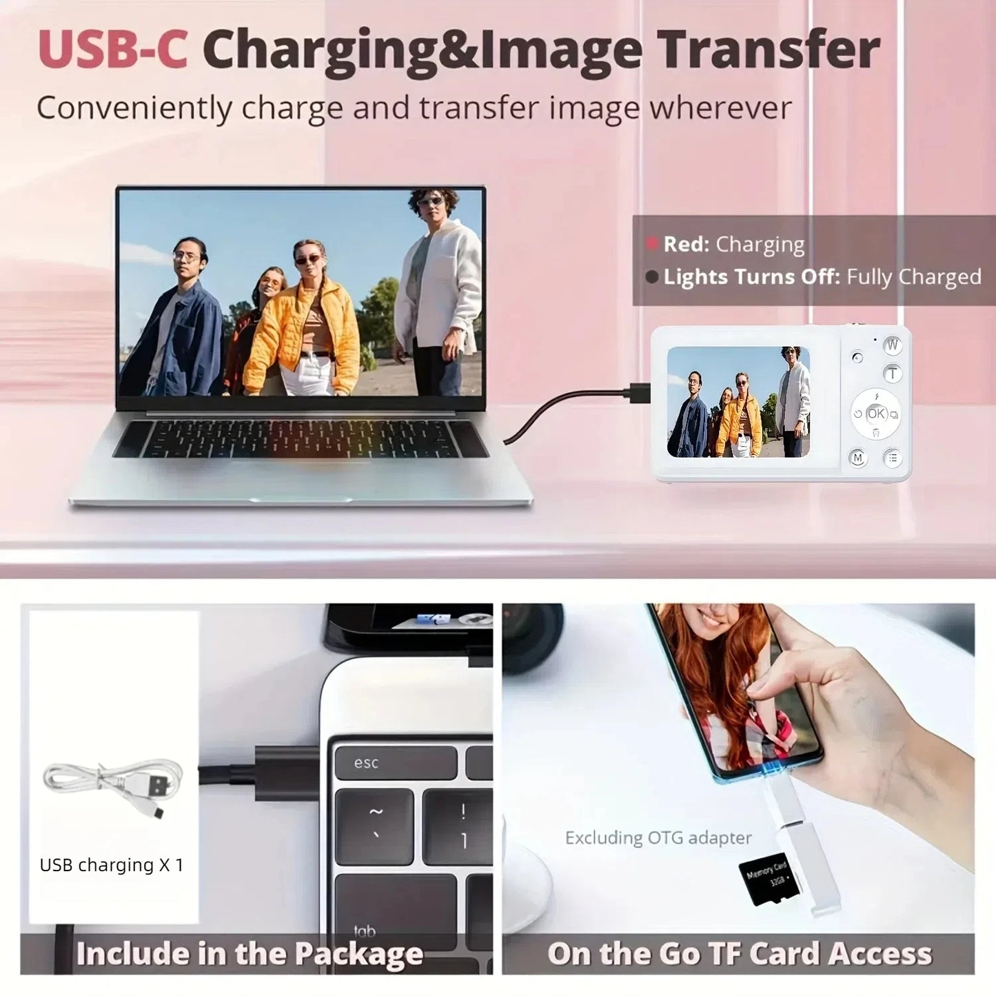 Digital Camera 1080p HD Video Taking Photos Portable selfie 2s/5s/10s Fine JPEG for Photography Beginners Teens Birthday Gifts