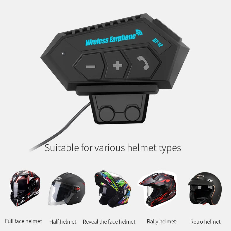 Motorcycle Helmet Headset Bluetooth 5.0 Headphone Wireless Hands-free Call Stereo IP67 Waterproof Earphone Music Player Speaker