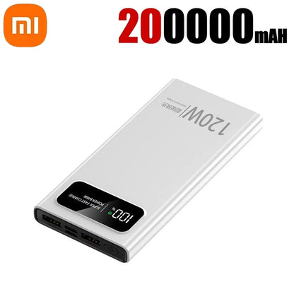 New 120W Super Fast Charging Power Bank With LED Digital Display 200000mAh Large Capacity External Battery Portable For phones