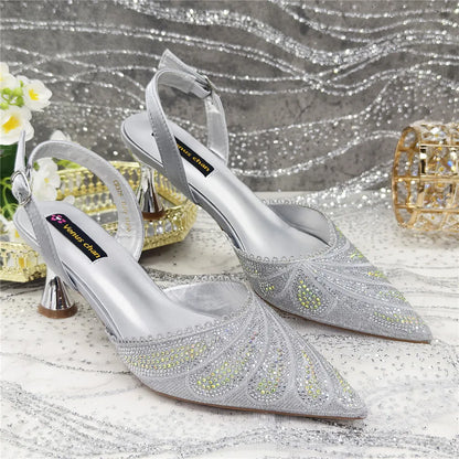 High Quality African Wedding Shoes Summer Sandals for Wedding 2025 Sexy Pumps Rhinestone Fashion Women Wedding Shoes