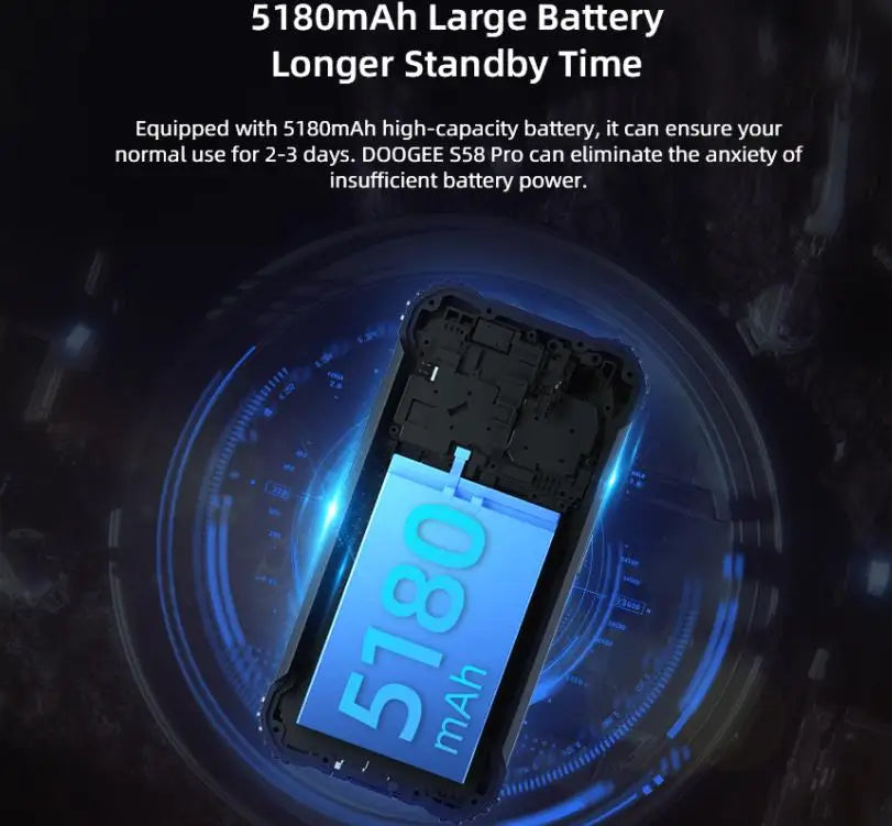 Battery for Doogee S58 Pro Original Batteria 5180mAh with Tracking Number Cell Phone Accessories