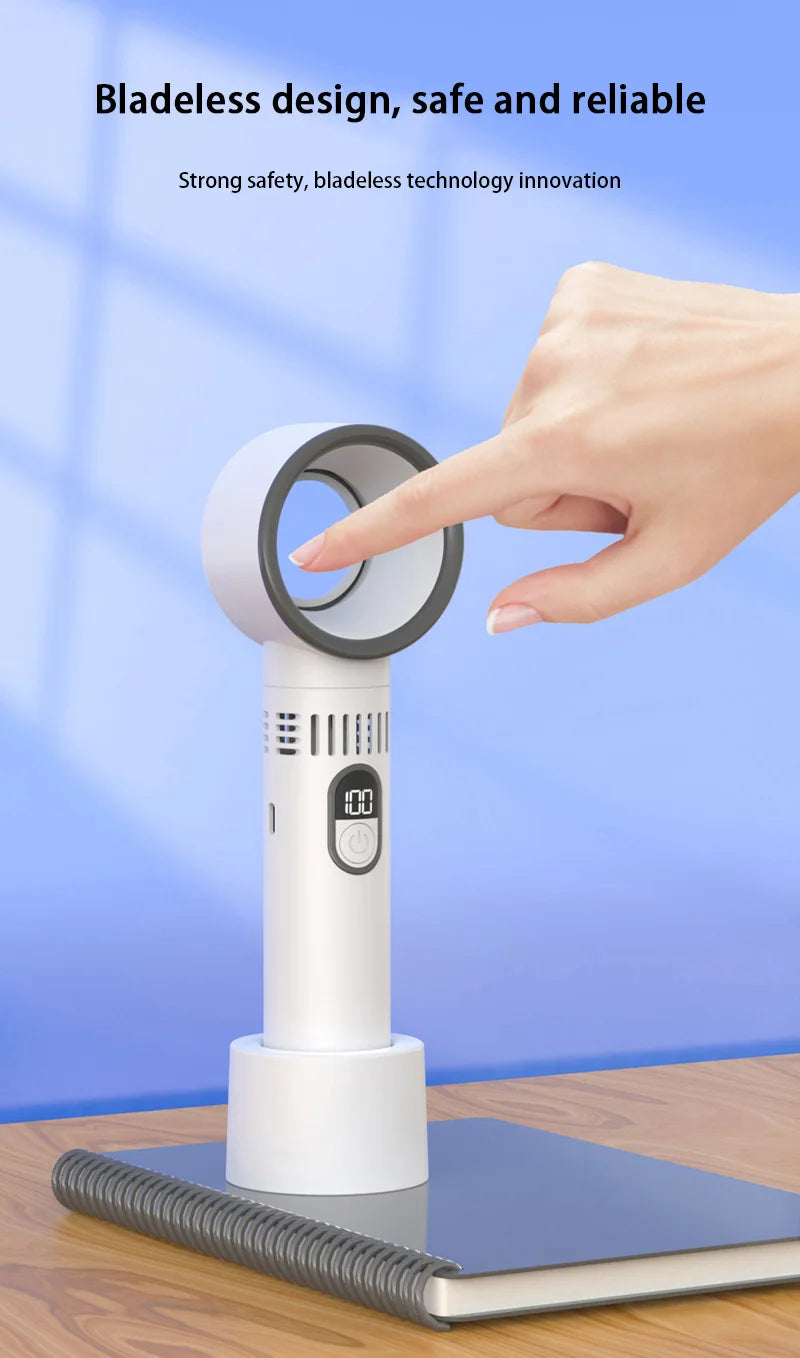 2025 New Portable Hand Fan  100 Wind Speeds Mini Bladeless Handheld Fan USB Rechargeable Personal Fans Electric Eyelash Fan