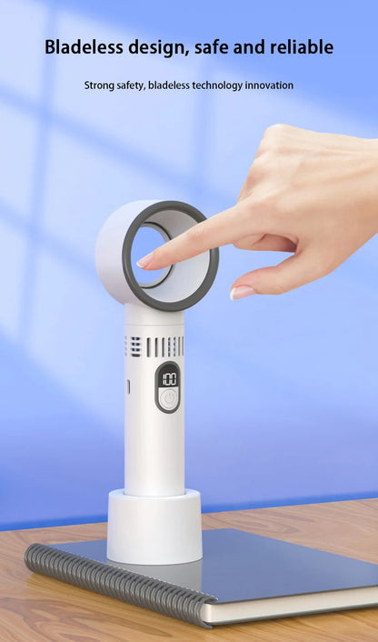 2025 New Portable Hand Fan  100 Wind Speeds Mini Bladeless Handheld Fan USB Rechargeable Personal Fans Electric Eyelash Fan