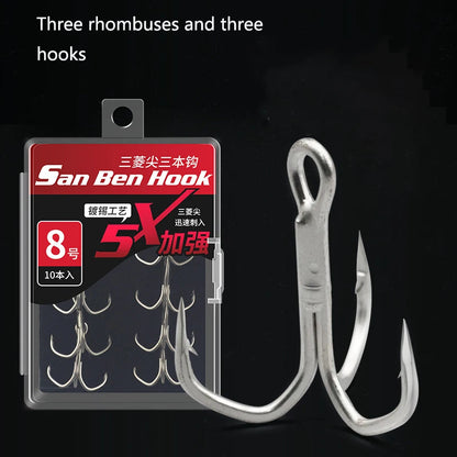 Savage Hook, Three-piece Hook, Sharp Three-cornered Hook, Lure Hook With Barbs, Fishing Hook, Reinforced Lure Hook
