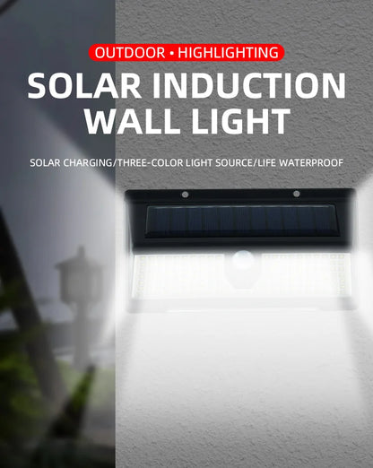 New 190 Light Red and Blue Warning Light Solar Wall Light Human Sensor Light Waterproof Garden Light Outdoor Light
