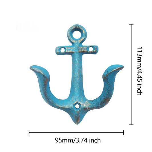 Cast Iron Nautical Anchor Wall Hooks Coastal Theme Decorative Hooks Towel Hanger Jacket Holder Unique Key Hooks Backpack Racks