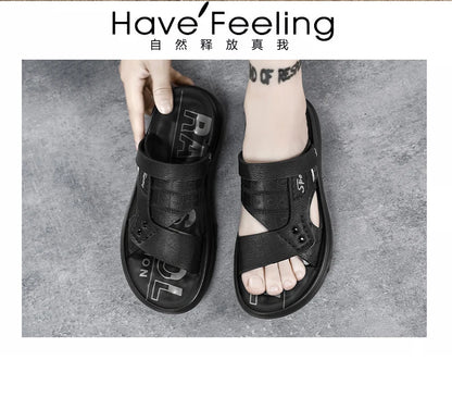 Sandals men  wear outdoors in summer  sports leisure work driving  Anti slip  wear-resistant  trendy beach shoes outdoor wear