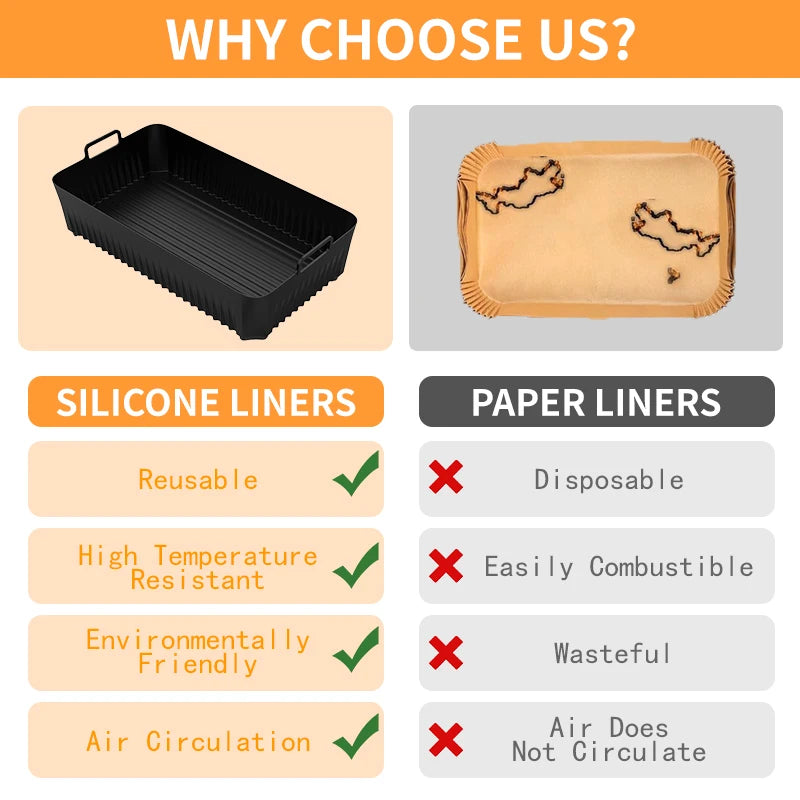 Silicone Air Fryer Liners for Ninja AF500UK 10.4L Air Fryer Silicone Liner for Ninja Air Fryer Accessories