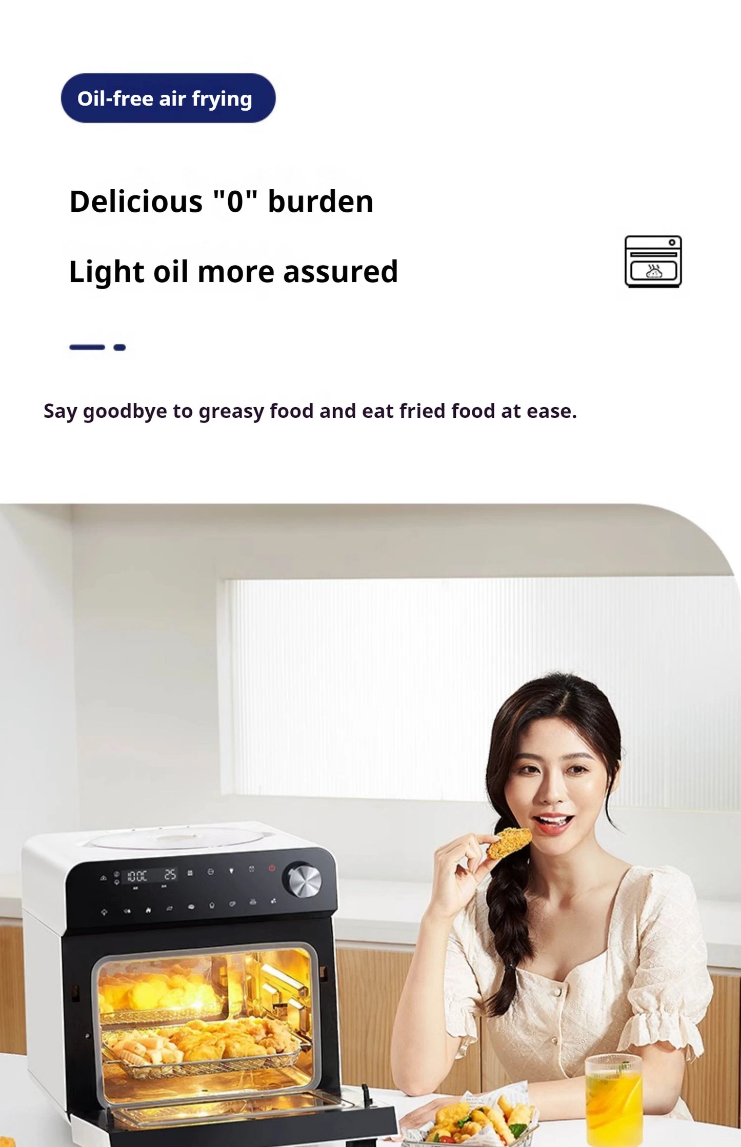 High-end smart air fryer, baking and frying dual-purpose, fully automatic and efficient touch-screen air steam oven for commerci