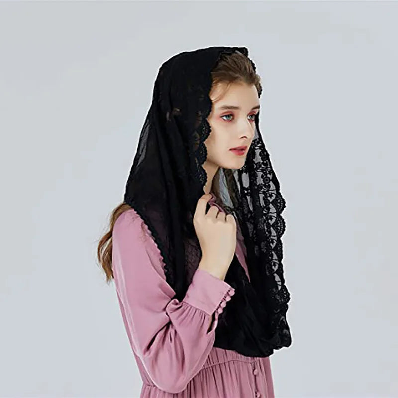 Latin Church White Bridal Lace Mantilla Veil Muslim Church Veil Shawl