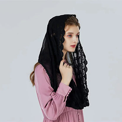 Latin Church White Bridal Lace Mantilla Veil Muslim Church Veil Shawl