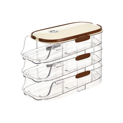 Smart Egg Storage Box - Slide-Out Drawer & Gravity Roller Design with Hidden Handle, Stackable Fridge Organizer for Side Door