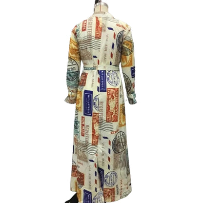 Women Oversize Trench Coat Scrawl Printed Long Coat Stand Collar Lapel Overcoat Pockets Streetwear Shacket Jacket Coatwear