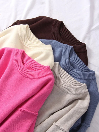 Blue Oversize Sweaters For Women Winter Thick Beige Pullover Woman Autumn Fashion Loose O Neck Ladies Sweaters Jumpers Women