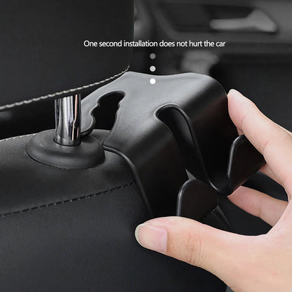 1Pcs Car Seat Back Double Hook Headrest Hanger Car Bag Pouch Clothes Hanging Hooks Duarable Fastener Clip Interior Accessories