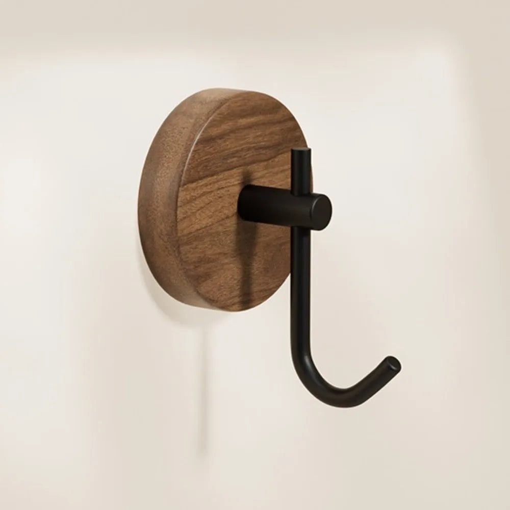 No Drilling Walnut Hanging Hanger Robe Hook Coat Storage Rack Adhesive Wall Hooks Key Decoration Hook Practical Wood Hook