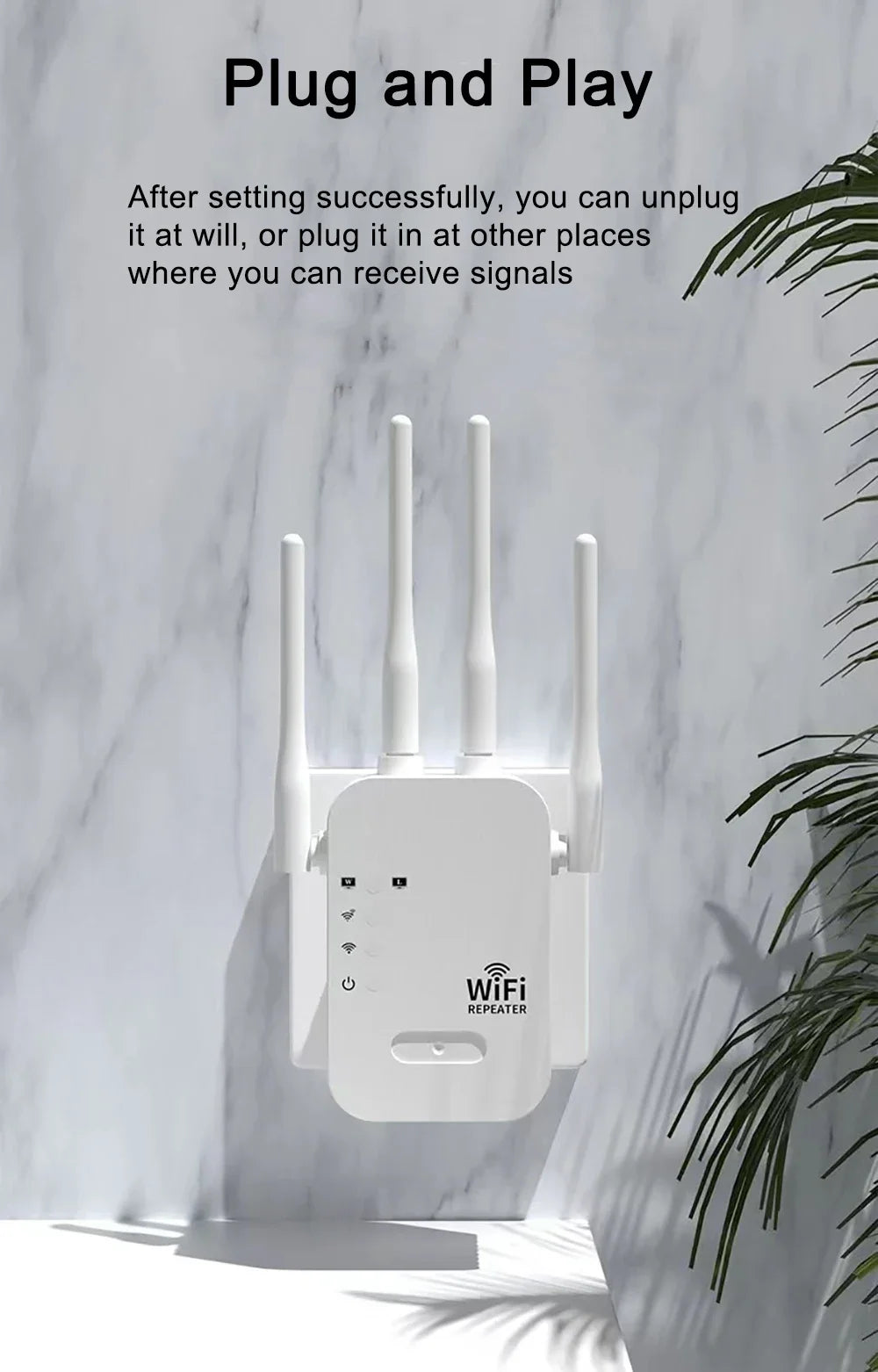 WiFi Repeater Wireless Extender 1200Mbps WiFi Booster 5G 2.4G Dual-band Network Amplifier Long Range Signal WiFi Router Home