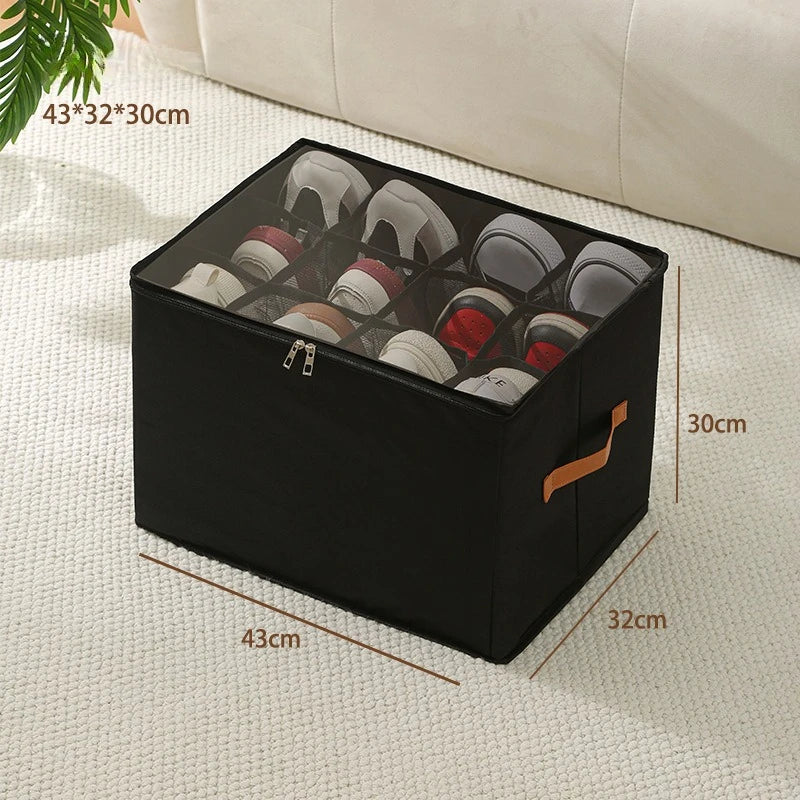 Foldable  Shoe Organizer with Lid Dustproof Storage Box for Shoes Clothes Accessories Home Organization Box