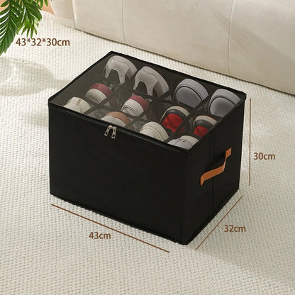 Foldable  Shoe Organizer with Lid Dustproof Storage Box for Shoes Clothes Accessories Home Organization Box