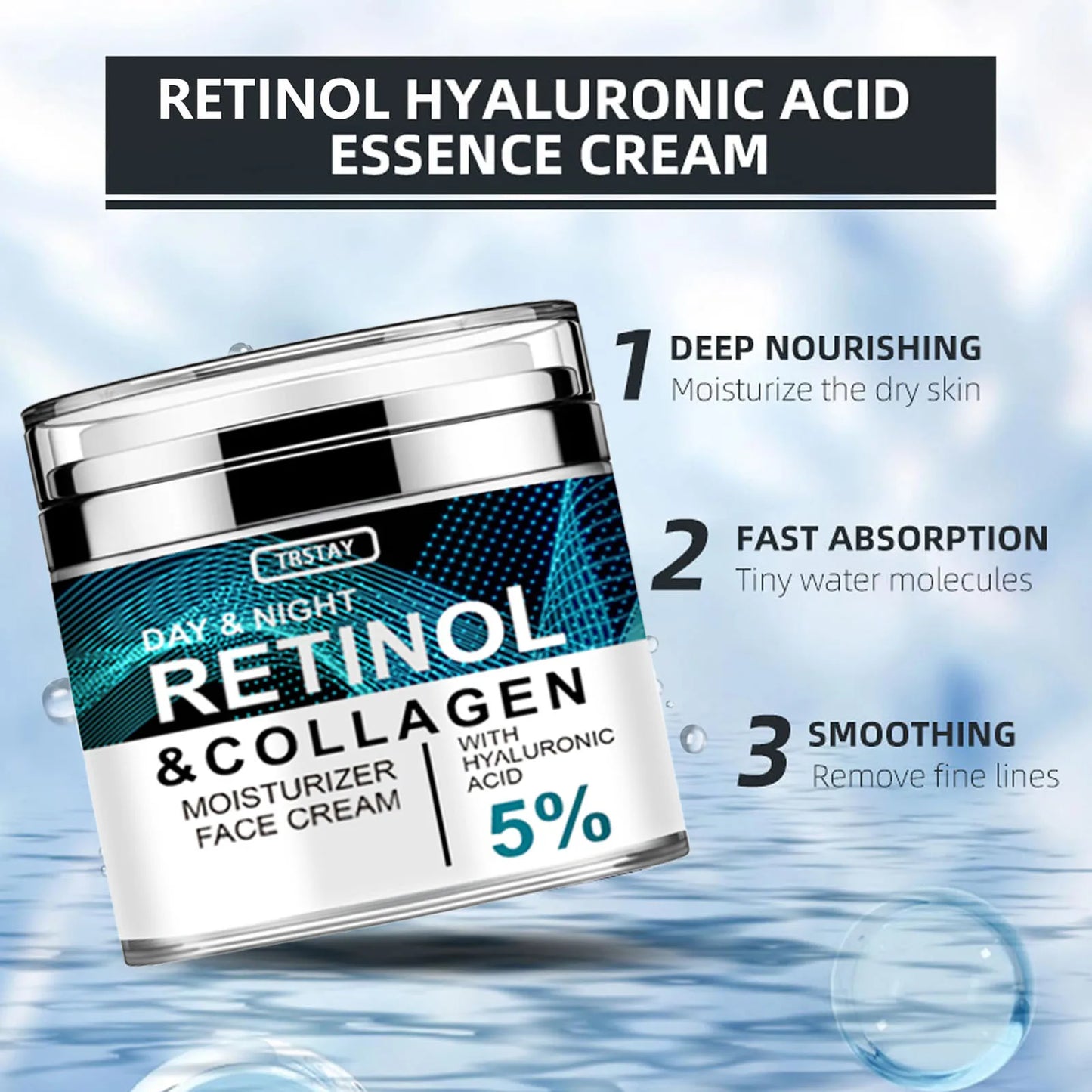 Collagen Retinol Hyaluronic Acid Cream, Retinol and Collagen Face Cream, Anti Againg Collagen Retinol Hyaluronic Acid Cream
